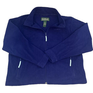 LL Bean Fleece Jacket Kids Size L 14/16 Full Zip Royal Blue Outdoors Polartec